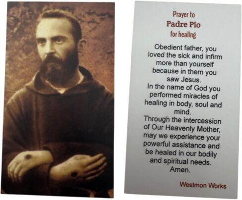 St Padre Pio Lapel Pin Set with Saint Prayer Card Catholic Spiritual Protection Devotional in Kuwait