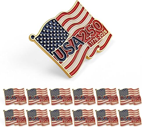 250 Anniversary USA Flag Lapel Pins, 3/12/30/50Pcs Enamel US Patriot Collectible Accessories 250 Years Of Freedom 1776-2026 for Independence Day Patriot's Day in Saudi Arabia