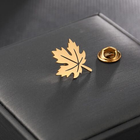 Maple Leaf Brooch Stainless steel Bow Button Suit Badge Dad Men's Gifts in Kuwait