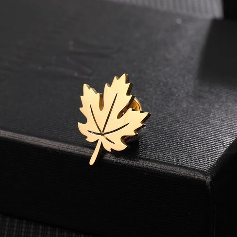 Maple Leaf Brooch Stainless steel Bow Button Suit Badge Dad Men's Gifts in Kuwait