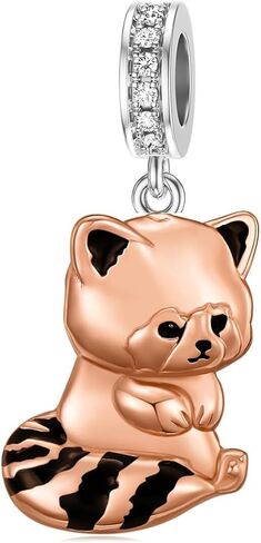 Red Panda Charms for Bracelet Beads 925 Sterling Silver Rose Gold-plated Pendant Decorative Bracelet Necklace Jewelry Christmas Birthday Gift for Women Mom in Saudi Arabia