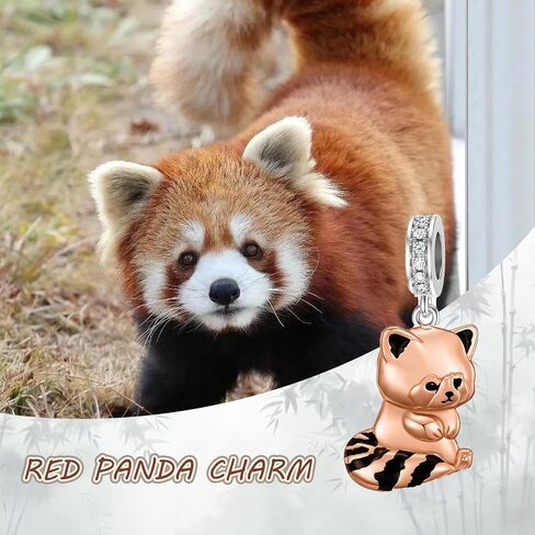 Red Panda Charms for Bracelet Beads 925 Sterling Silver Rose Gold-plated Pendant Decorative Bracelet Necklace Jewelry Christmas Birthday Gift for Women Mom in Saudi Arabia