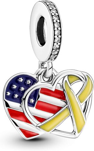 Pandora Heart, Flag & Remembrance Ribbon Double Dangle Charm in Saudi Arabia