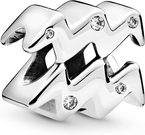 PANDORA Sparkling Aquarius Zodiac Charm - Compatible Moments Bracelets - Jewelry for Women - Gift for Women in Your Life - Made with Sterling Silver & Cubic Zirconia, No Gift Box in Saudi Arabia