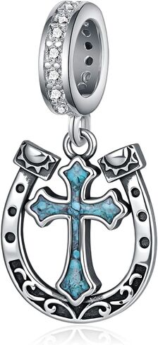 Turquoise Jewelry 925 Sterling Silver Horseshoe Charm Cross Charms Horseshoe Decor Western Bracelet for Women in Saudi Arabia
