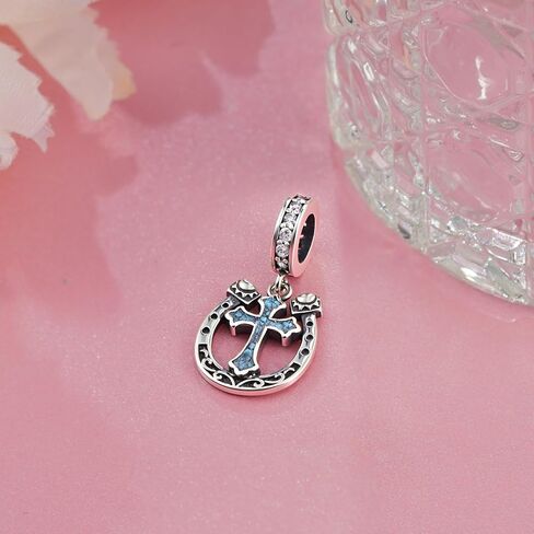 Turquoise Jewelry 925 Sterling Silver Horseshoe Charm Cross Charms Horseshoe Decor Western Bracelet for Women in Saudi Arabia