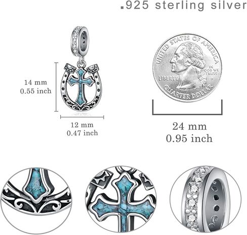 Turquoise Jewelry 925 Sterling Silver Horseshoe Charm Cross Charms Horseshoe Decor Western Bracelet for Women in Saudi Arabia
