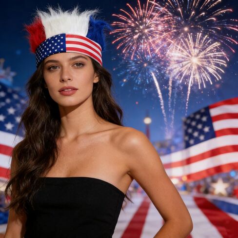 Unisex Red White Blue Crazy Hat – American Flag Hairy Wig Headband for Memorial Day, Carnival & Party in Kuwait