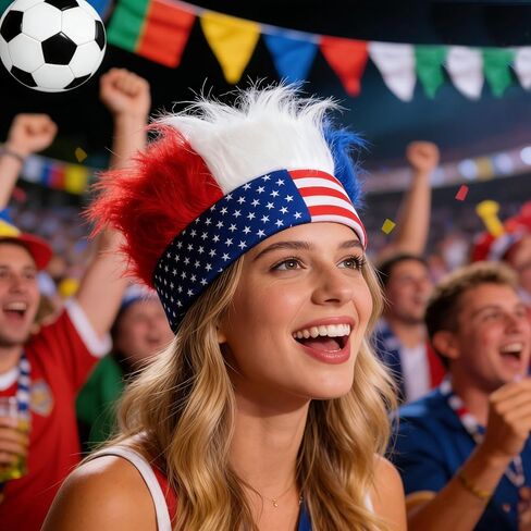 Unisex Red White Blue Crazy Hat – American Flag Hairy Wig Headband for Memorial Day, Carnival & Party in Kuwait