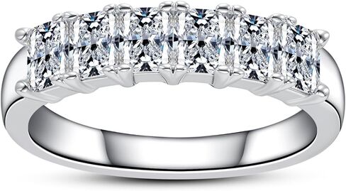 Cubic Zirconia Half Eternity Rings 3-6 Stones Wedding Bands Round Cut/Pear Cut/Raidant Cut 5A Grade D Color CZ Stackable Anniversary Band Ring for Women in Saudi Arabia