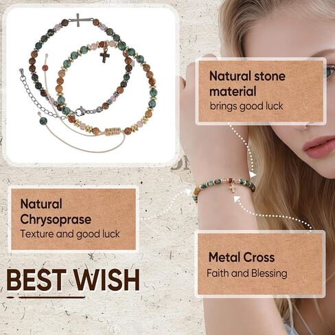 Faith Blessing Beaded Bracelet - Christian Gift for Men and Women, Inspirational Bible Cross Pendant, Adjustable Prayer Bracelet in Kuwait
