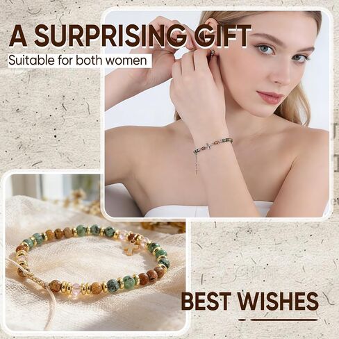 Faith Blessing Beaded Bracelet - Christian Gift for Men and Women, Inspirational Bible Cross Pendant, Adjustable Prayer Bracelet in Kuwait