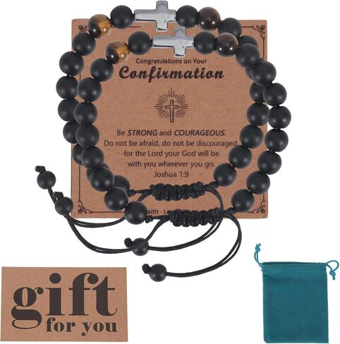 Faith Blessing Beaded Bracelet - Christian Gift for Men and Women, Inspirational Bible Cross Pendant, Adjustable Prayer Bracelet in Kuwait