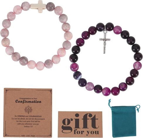 Faith Blessing Beaded Bracelet - Christian Gift for Men and Women, Inspirational Bible Cross Pendant, Adjustable Prayer Bracelet in Kuwait