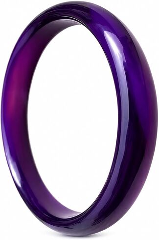Natural Agate Bangle Thick Purple Bracelet for Women, 8-10mm Width Amethyst Chinese Lucky Jewelry for Christmas Mom Wife Birthday Gift in Saudi Arabia