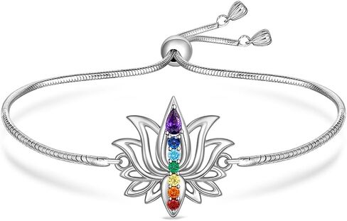 7 Chakra Bracelets for Women Yoga Lotus Flower Bracelet Sterling Silver Gifts Mandala Jewelry in Saudi Arabia