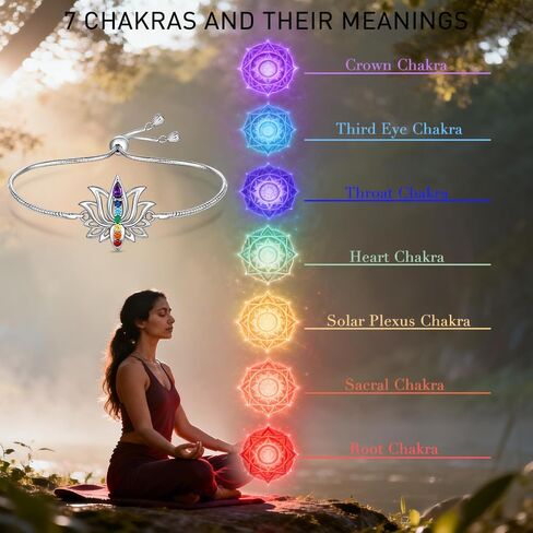 7 Chakra Bracelets for Women Yoga Lotus Flower Bracelet Sterling Silver Gifts Mandala Jewelry in Saudi Arabia