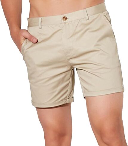 Oymyakon Mens Slim Fit 5 Inch Inseam Chino Shorts Cotton Stretch Golf Shorts Summer Casual Short Shorts with Pockets in Saudi Arabia