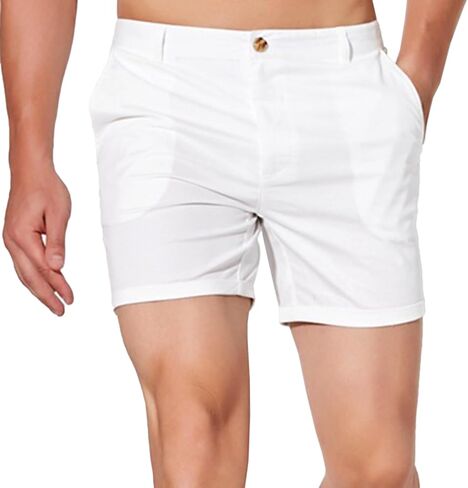 Oymyakon Mens Slim Fit 5 Inch Inseam Chino Shorts Cotton Stretch Golf Shorts Summer Casual Short Shorts with Pockets in Saudi Arabia