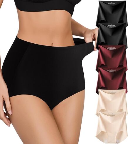 ASIMOON High Waisted Seamless Underwear for Women No Show Full Coverage Panties Tagless Soft Ladies Briefs 6 Pack in Saudi Arabia