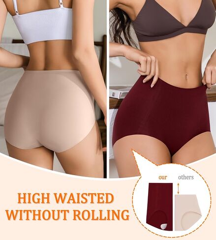 ASIMOON High Waisted Seamless Underwear for Women No Show Full Coverage Panties Tagless Soft Ladies Briefs 6 Pack in Saudi Arabia