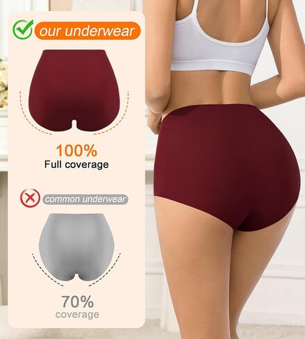 ASIMOON High Waisted Seamless Underwear for Women No Show Full Coverage Panties Tagless Soft Ladies Briefs 6 Pack in Saudi Arabia