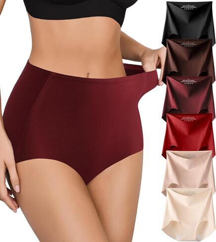 ASIMOON High Waisted Seamless Underwear for Women No Show Full Coverage Panties Tagless Soft Ladies Briefs 6 Pack in Saudi Arabia
