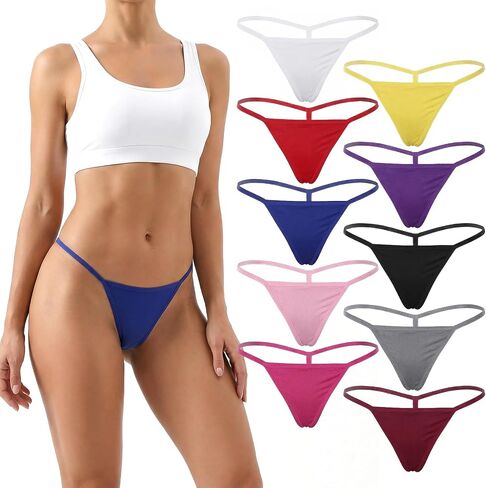 10 Pack Women's G-string Thong Comfortable Stretch Low Rise Underwear Tiny Micro Sexy No Show Panties Breathable Cheeky Underwear for Ladies Women in Saudi Arabia