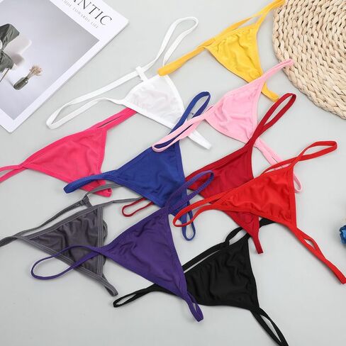 10 Pack Women's G-string Thong Comfortable Stretch Low Rise Underwear Tiny Micro Sexy No Show Panties Breathable Cheeky Underwear for Ladies Women in Saudi Arabia