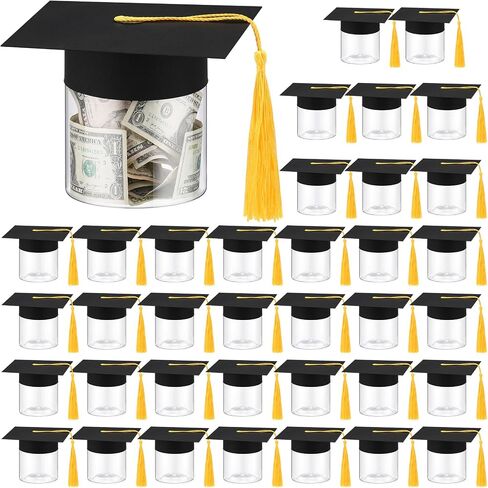 Chunful 36 Pack Graduation Cap Candy Jars with Tassel, Class of 2026 Graduation Favors Clear Plastic Containers Bulk, Grad Party Favors Mini Memory Jars for College Grad Ceremony Decor DIY Supplies in Kuwait