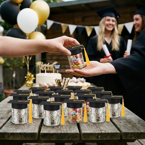 Chunful 36 Pack Graduation Cap Candy Jars with Tassel, Class of 2026 Graduation Favors Clear Plastic Containers Bulk, Grad Party Favors Mini Memory Jars for College Grad Ceremony Decor DIY Supplies in Kuwait