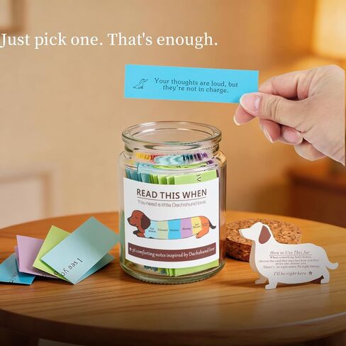 Extrogif Dachshund Gifts for Women, “Read This When" Message Jar with 36 Comfort Notes, Thoughtful Weiner Dog Gift for Dachshund Owners, Quiet Emotional Support Keepsake in Saudi Arabia