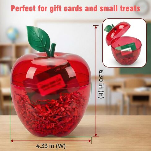 مجموعة كبيرة من حاويات التفاح الأحمر لبطاقات الهدايا، مجموعة حامل هدايا تقدير المعلم، جرة حلوى التفاح القابلة للتعبئة مع البطاقات والشريط وأكياس الهدايا والرافية لتفضلات الفصل الدراسي، 6 عبوات in Kuwait