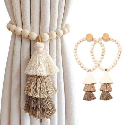 2Pcs Rope Curtain Tiebacks, Boho Curtain Ties, DIY Curtain Holdbacks, Decorative Window Drape Twist Tie Backs for Bedroom Nursery Office Farmhouse Decor, White in Saudi Arabia