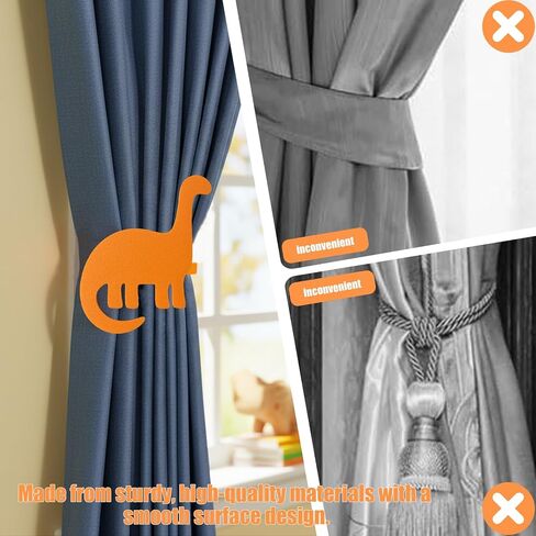 Bright Orange Dinosaur Curtain Holdback, Fun Wall Mounted Curtain Tiebacks for Kids' Rooms, Nursery & Playroom Decor, Easy Installation with Included Hardware in Saudi Arabia