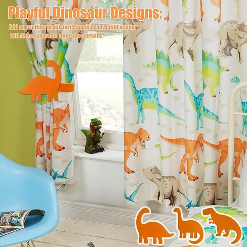 Bright Orange Dinosaur Curtain Holdback, Fun Wall Mounted Curtain Tiebacks for Kids' Rooms, Nursery & Playroom Decor, Easy Installation with Included Hardware in Saudi Arabia
