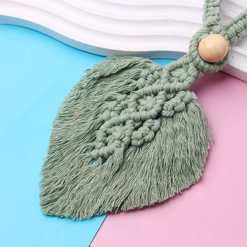 2pcs Boho Style Polyester Curtain Tiebacks - Handmade Cotton Rope with Adjustable Wooden Bead Decor in Kuwait