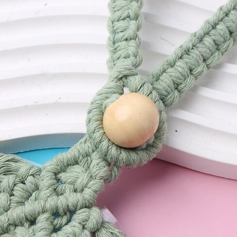 2pcs Boho Style Polyester Curtain Tiebacks - Handmade Cotton Rope with Adjustable Wooden Bead Decor in Kuwait