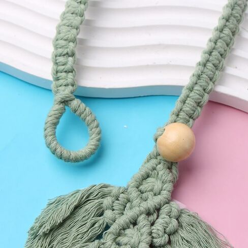 2pcs Boho Style Polyester Curtain Tiebacks - Handmade Cotton Rope with Adjustable Wooden Bead Decor in Kuwait