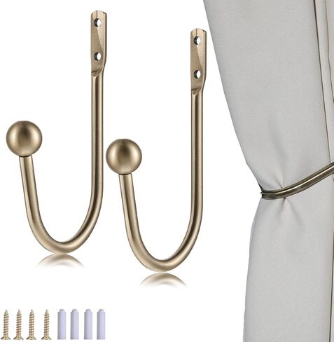 2 Pcs Curtain Holdbacks, Curtain Tiebacks Wall Mounted Curtains Hooks Drapery Tie Backs with Screws U Shaped Curtains Pull Backs for Bedroom, Living Room, Office Drapes (Antique Bronze) in Kuwait