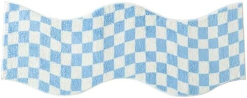 Urban Lifestyle Wavy Blue Checkerboard Runner Rug,18" x 55" Modern Accent Rug with Non-Slip Backing, Plush Tufted Soft Floor Mat for Hallways, Entryways, Bedrooms & Dorm Rooms in Saudi Arabia
