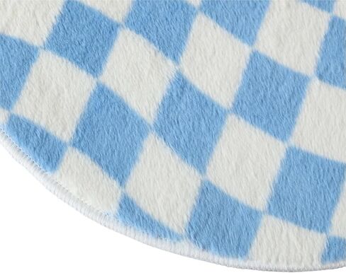 Urban Lifestyle Wavy Blue Checkerboard Runner Rug,18" x 55" Modern Accent Rug with Non-Slip Backing, Plush Tufted Soft Floor Mat for Hallways, Entryways, Bedrooms & Dorm Rooms in Saudi Arabia