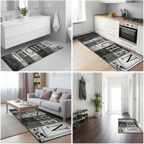 1pc Rectangular Striped Carpet | Machine Washable, Lightweight Hallway Mat for Kitchen, Dining Room, and Entryway, Polyester, Unnapped Woven Fabric, Ideal for Easter, St. Patrick's Day in Kuwait