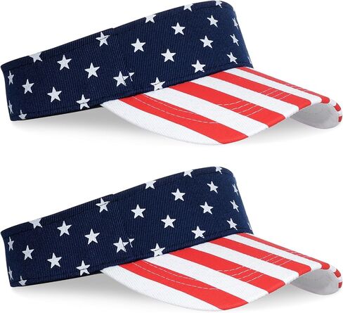 2Pcs 4th of July Patriotic Sun Visors Hats for Women UV Protection, Red White Blue Star Visor Hat, Summer Outdoor Sports Golf Tennis Travel Caps in Saudi Arabia