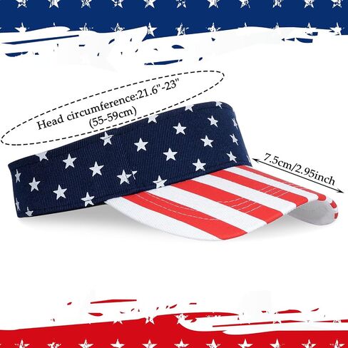 2Pcs 4th of July Patriotic Sun Visors Hats for Women UV Protection, Red White Blue Star Visor Hat, Summer Outdoor Sports Golf Tennis Travel Caps in Saudi Arabia