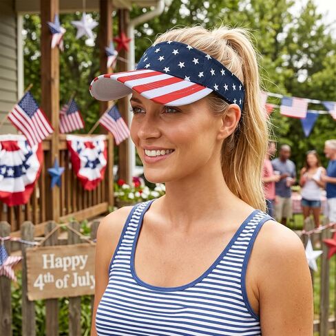 2Pcs 4th of July Patriotic Sun Visors Hats for Women UV Protection, Red White Blue Star Visor Hat, Summer Outdoor Sports Golf Tennis Travel Caps in Saudi Arabia