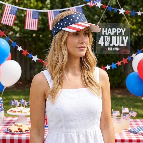 2Pcs 4th of July Patriotic Sun Visors Hats for Women UV Protection, Red White Blue Star Visor Hat, Summer Outdoor Sports Golf Tennis Travel Caps in Saudi Arabia