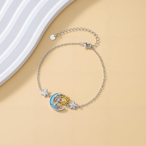 925 Sterling Silver Turquoise Exquisite Tree of Life Bracelet Boho Style Sun and Moon Bracelet Jewelry Gifts for Women Mother in Kuwait
