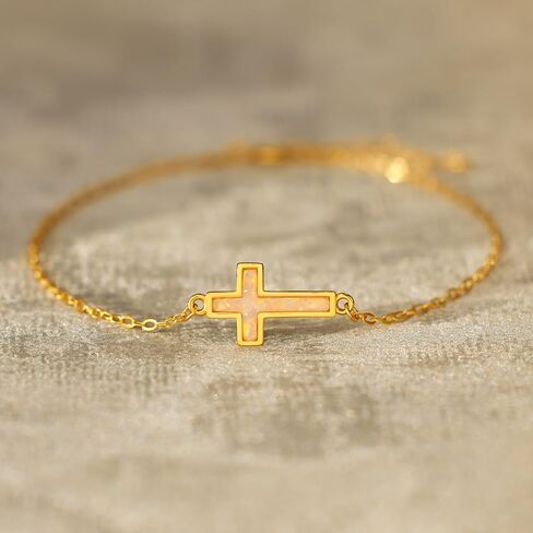 STORYJEWELLERY سوار الأخوات، هدايا الأخت، هدايا عيد ميلاد الأخوات من الأخت البالغة، مجوهرات الأخوة، سوار متقاطع مطلي بالذهب عيار 18 قيراط، هدايا مسيحية in Kuwait