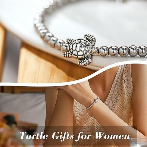 Turtle Bracelet for Women Metal Turtle Beaded Bracelets Life’s A Travel Bracelet Minimalist Animal Jewelry in Kuwait